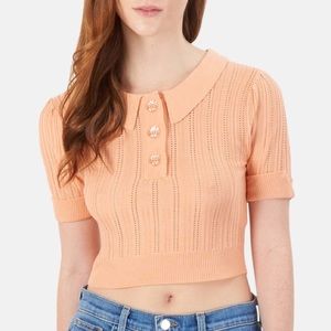 For Love & Lemons Phoebe Pointelle Polo Sweater